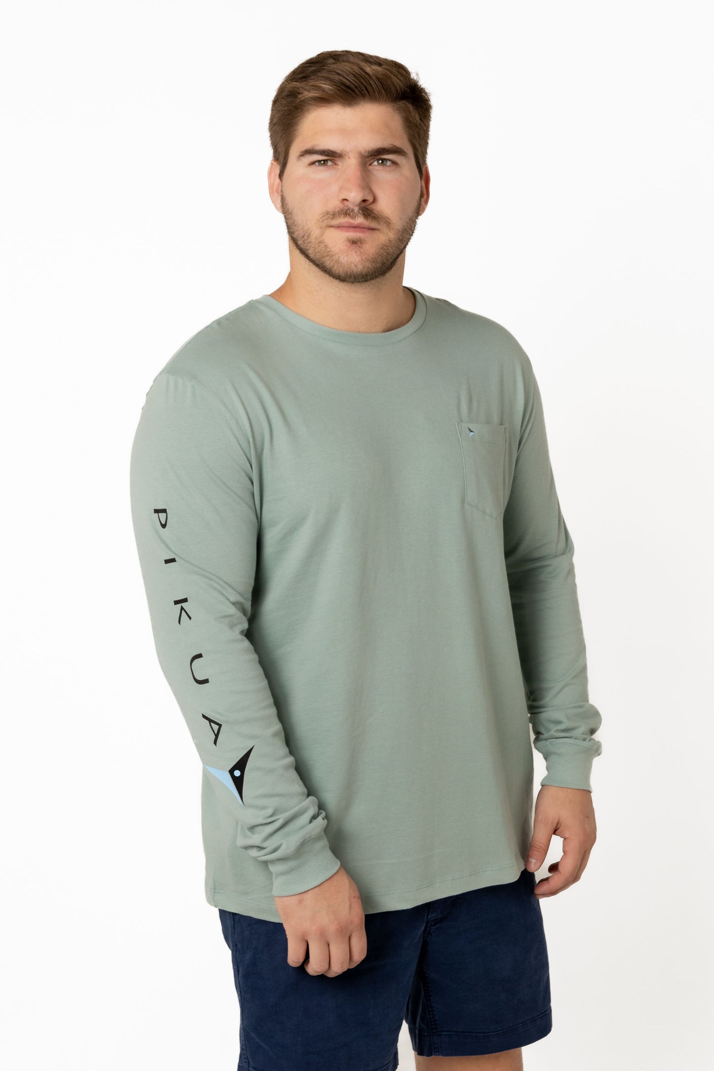 Long Sleeve Cotton T-Shirts (Smoke Green)