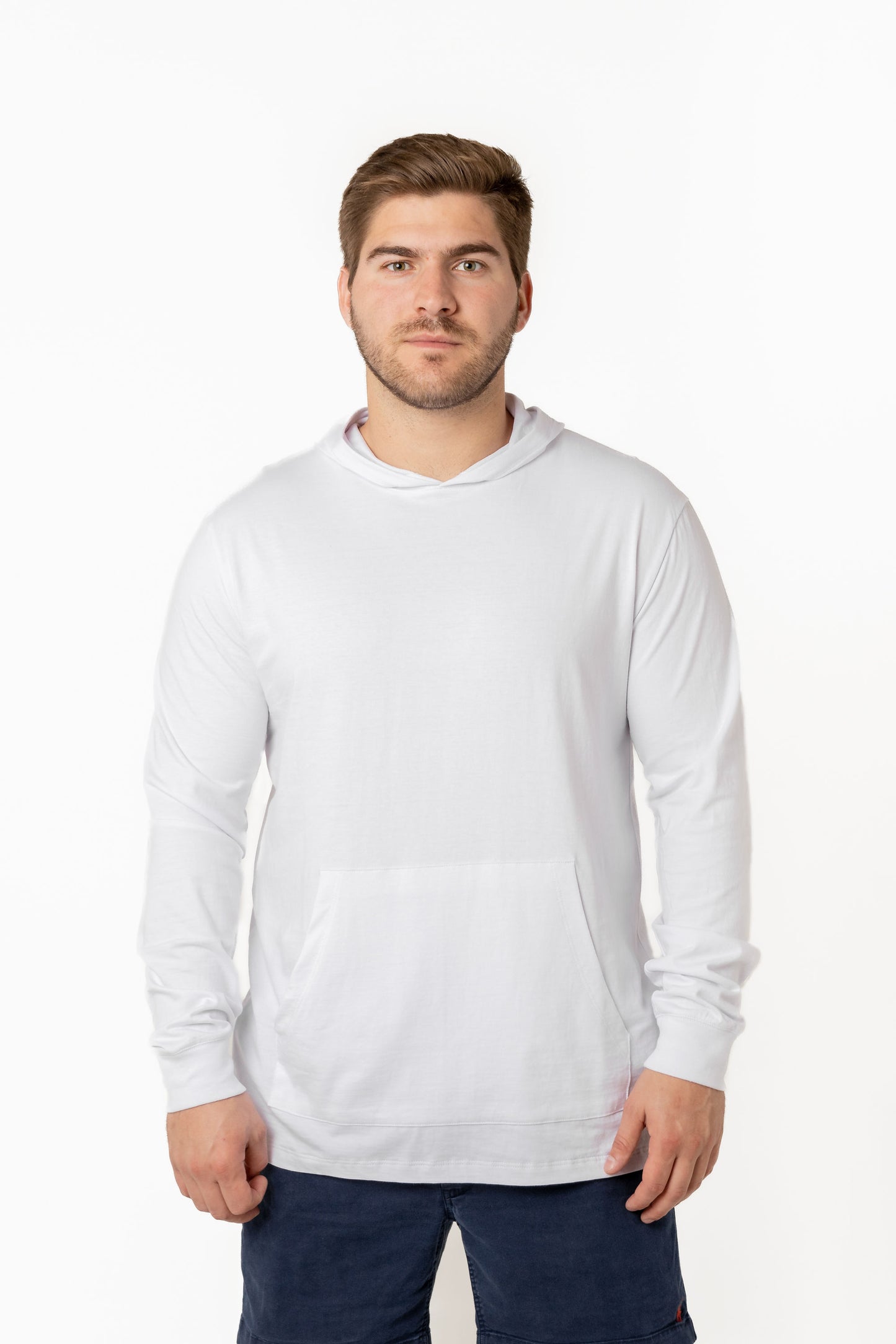 Long Sleeve Cotton With Hoodie (White)