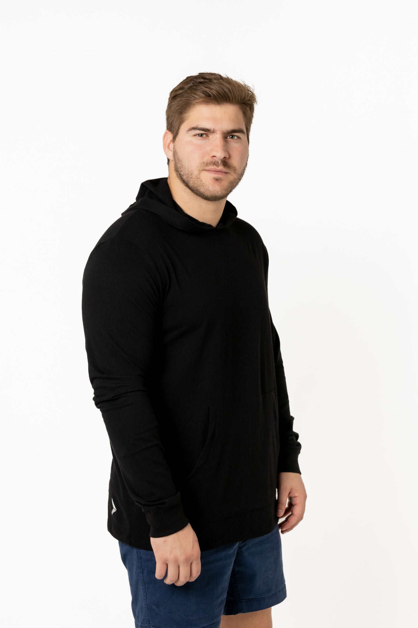 Long Sleeve Cotton With Hoodie (Jet Black)