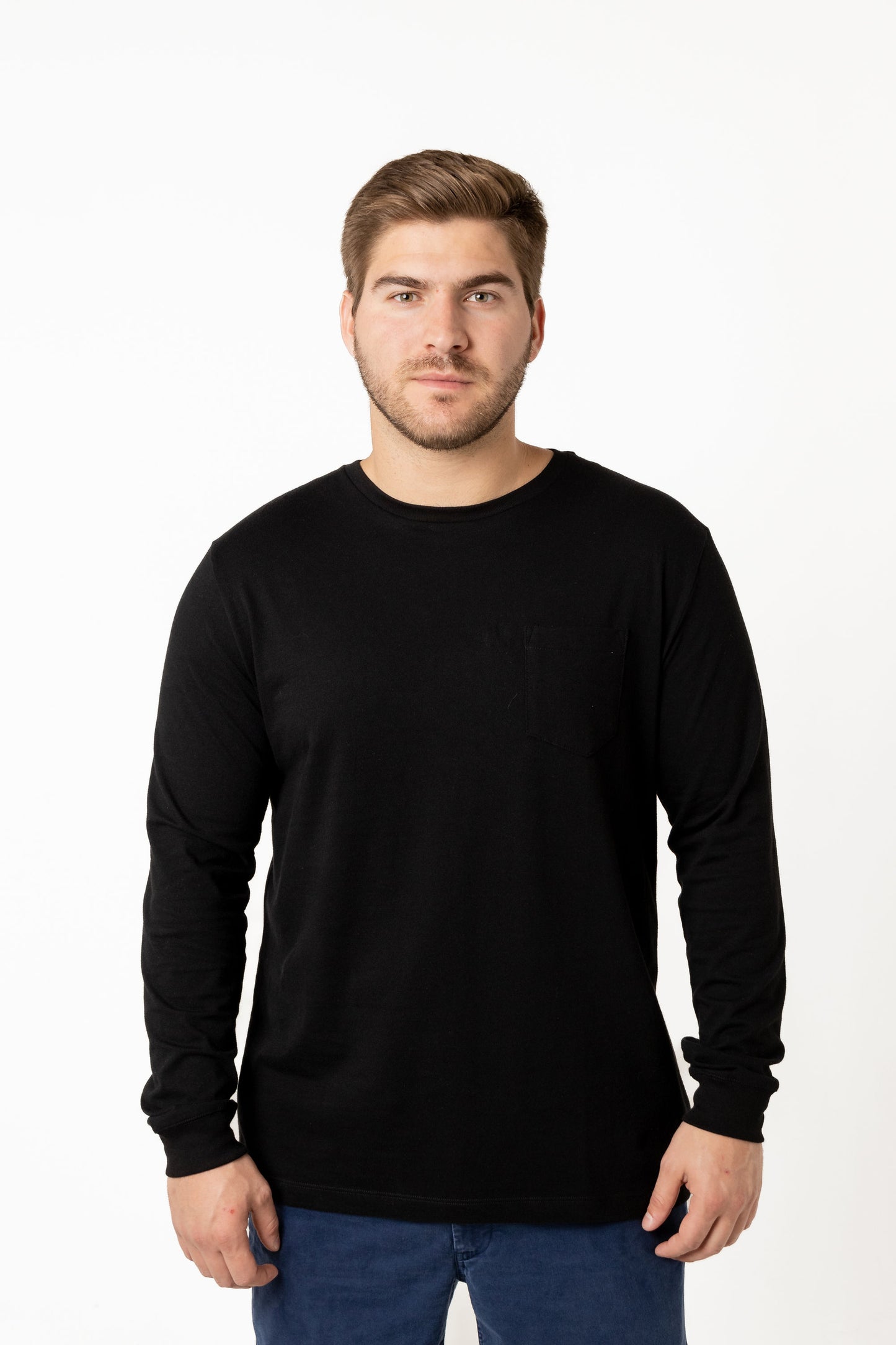 Long Sleeve Cotton T-Shirts (Jet Black)