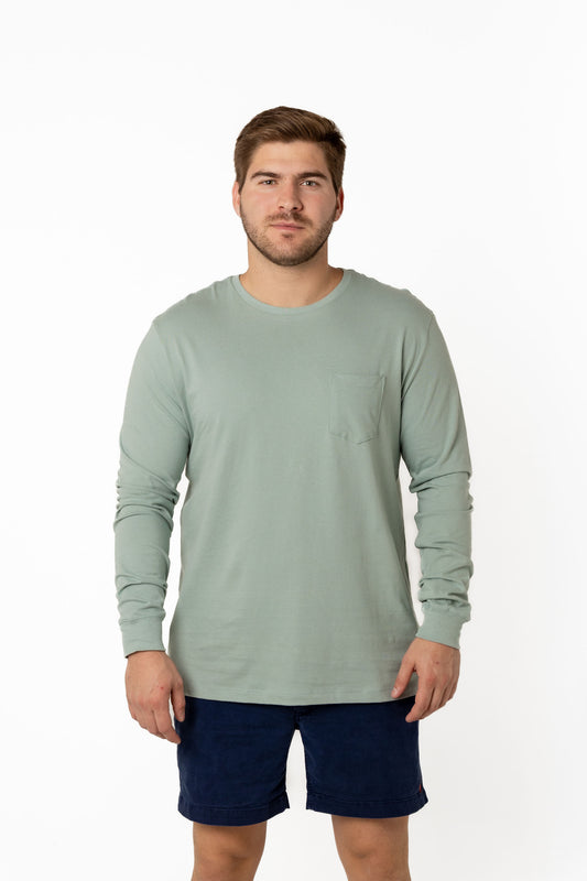 Long Sleeve Cotton T-Shirts (Smoke Green)