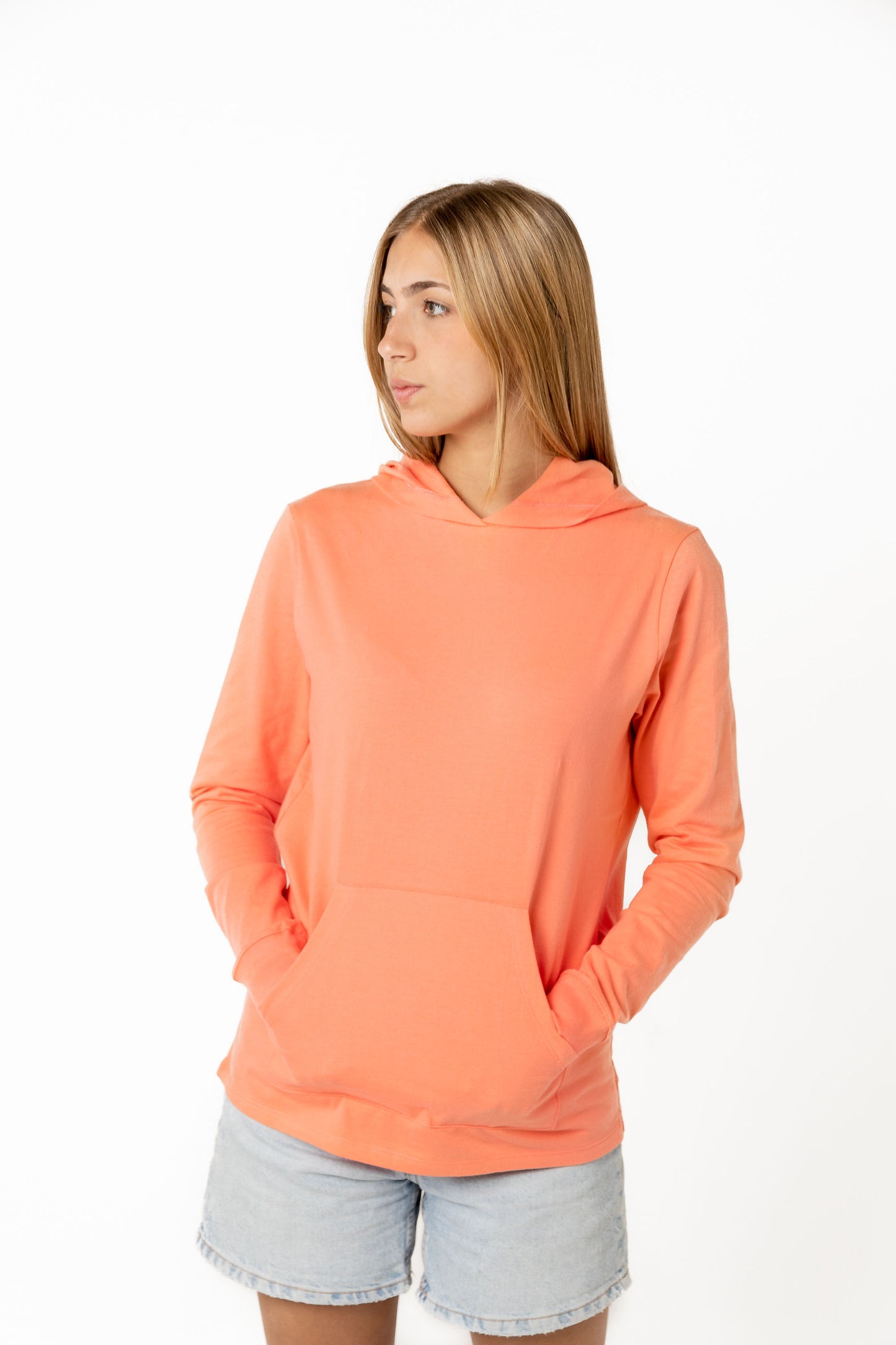 Long Sleeve Cotton With Hoodie (Persimmon)